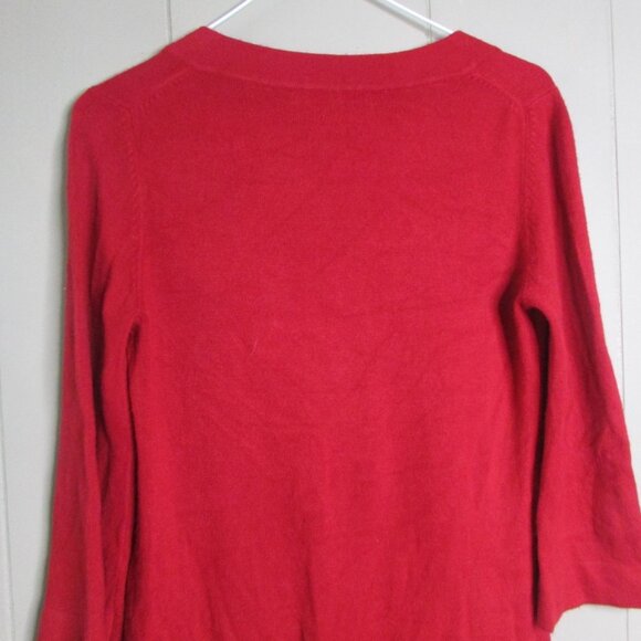 Carolyn Taylor Cardigan Sweater S 3/4 Sleeve Pockets Big Buttons Red - Picture 11 of 12